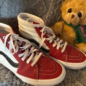 Vans Red and White Kids High-Top Sneakers